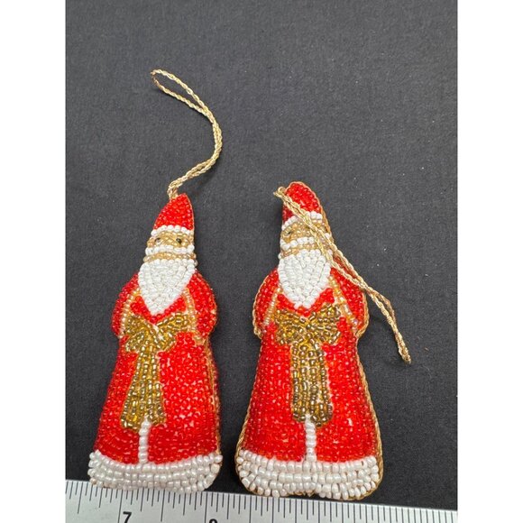 Handcrafted St Nicholas Parvex A Warsi Glass Beaded Santa Claus Ornaments Set 8 - Picture 3 of 12